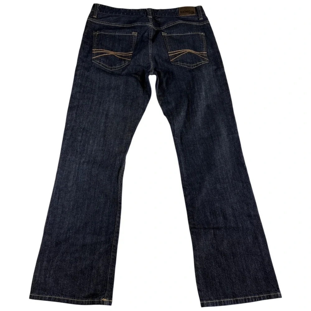 Express Blake Loose Fit Bootcut Jeans Mens 36x34 Blue Denim Stretch Low Rise